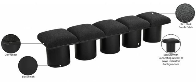 Meridian Furniture Pavilion 5-Piece Black 90" Modular Bench Set-3