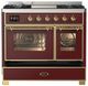 Ilve® Majestic III 40" Burgundy Pro Style Dual Fuel Natural Gas Range with Triple Glass Door and Brass Trim-2
