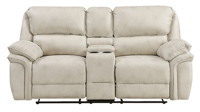 Homelegance® Proctor Sand Manual Double Reclining Loveseat with Center Console-2