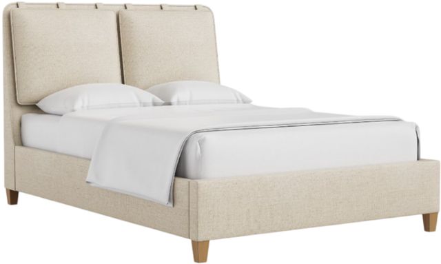 Vaughan-Bassett NordHaven Nordic/Pure White Walnut Queen Upholstered Panel Bed-0