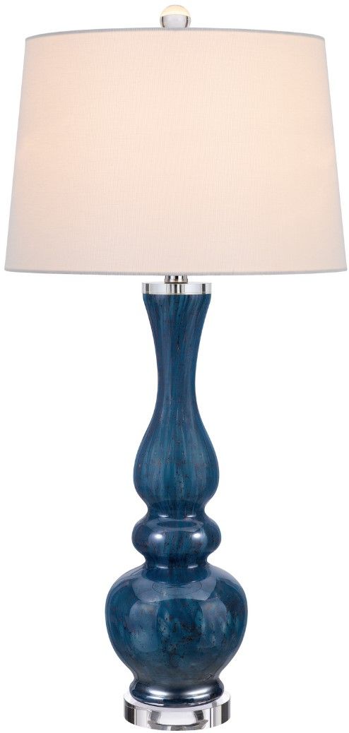 Cal® Lighting & Accessories Candlestick 2-Piece Antique Blue Luster/Clear Table Lamp Set-1