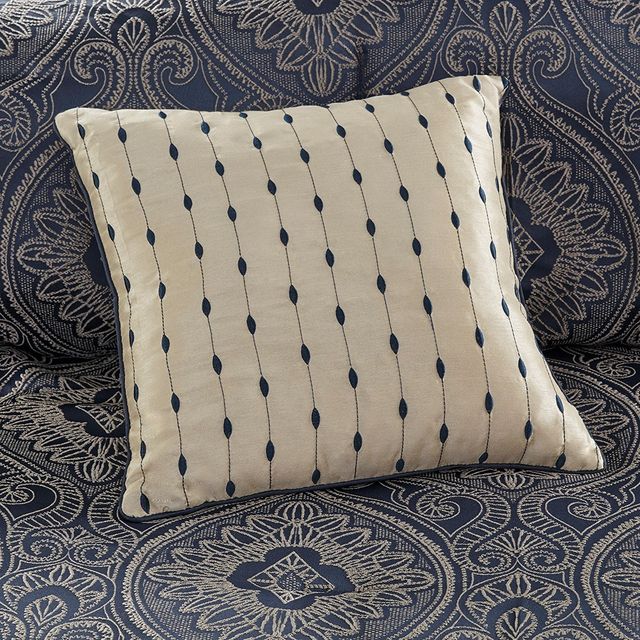 Olliix by Madison Park Tristen 7 Piece Navy Queen Jacquard Comforter Set-3
