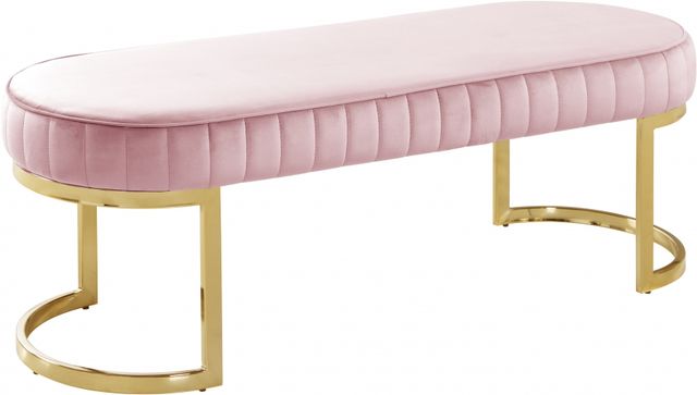 Meridian Furniture Lemar Pink Velvet Bench-0