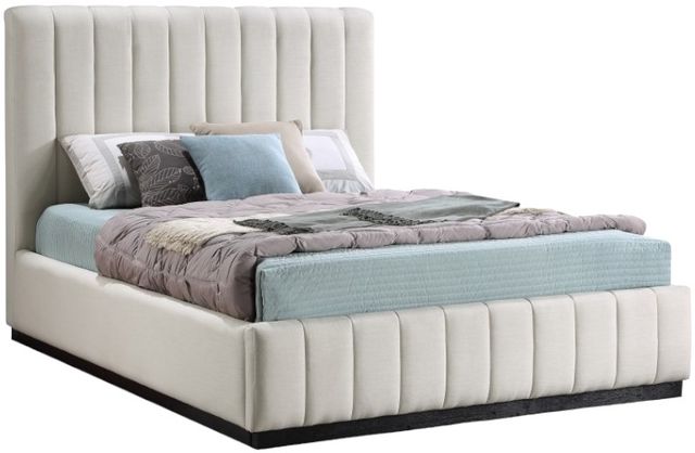 Meridian Furniture Lucia Beige Queen Upholstered Panel Bed-0
