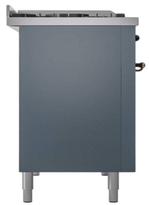 Ilve® Nostalgie II Noblesse 48'' Blue Gray Pro Style Dual Fuel Range with Burnished Trim-2