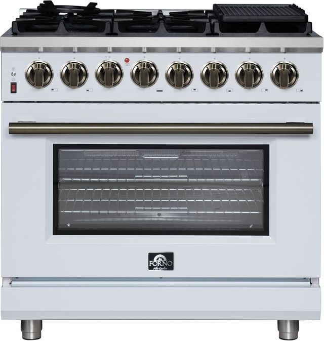 FORNO® Massimo Series Alta Qualita 36" White Pro Style Dual Fuel Range-0