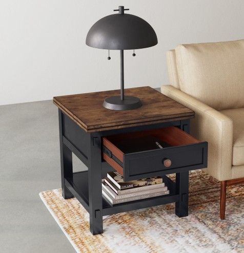 A-America® Stormy Ridge Chickory Top End Table with Slate Black Base-3