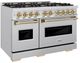 ZLINE Autograph Edition 48" 6.7 cu. ft. Dual Fuel Range with 8 Burner DuoPro™ Cooktop and Dual Ovens in Stainless Steel and Champagne Bronze Accents -2
