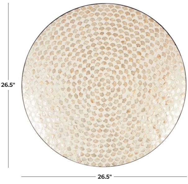 Deco Marche Cream Geometric Round Disc Wall Decor-2