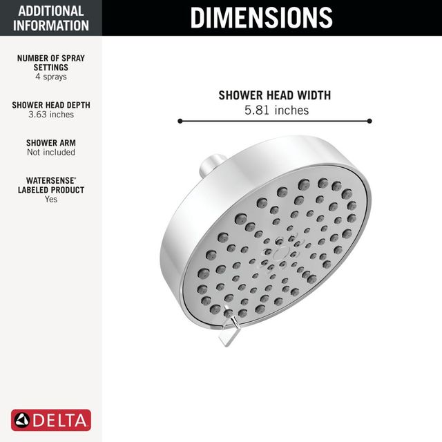 Delta Modern Chrome 4-Setting Shower Head-3
