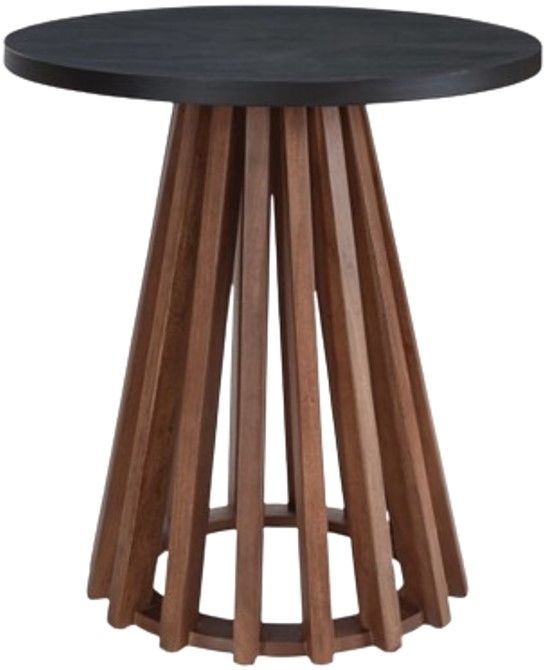 Signature Design by Ashley® Kallari Black Round End Table with Warm Brown Base-0