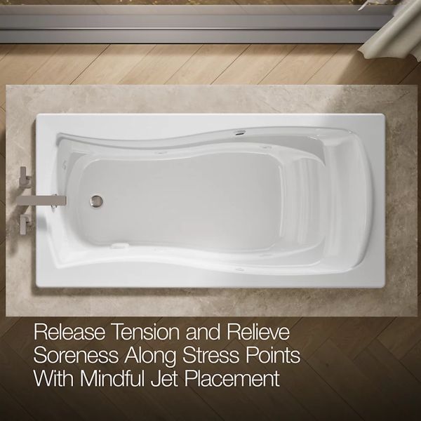 Kohler® Mariposa® White 72" x 36" Drop-In Whirlpool Bath with Bask® Heated Surface-1
