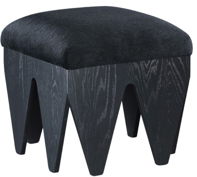 Meridian Furniture Altair Black Velour Fur Fabric Upholstered Bench-0
