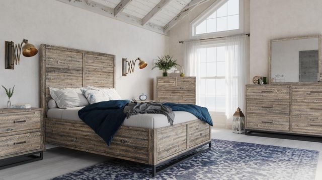 Jofran Inc. East Hampton 4-Piece Distressed Gray Queen Panel Bedroom Set-1
