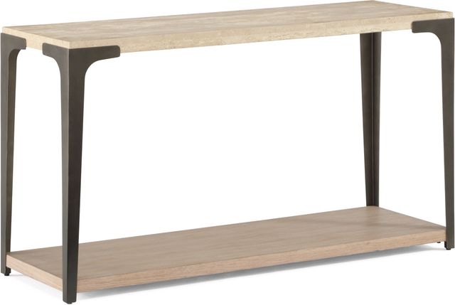 Flexsteel® Omni Natural Light Sofa Table with Antique Bronze Metal Frame-0