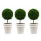A & B Home 3-Piece Green Faux Single Ball-Shape Topiary with Cream Pot Set-0