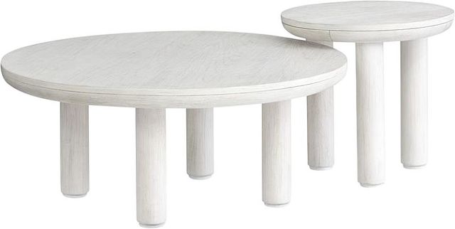 Magnussen Home® Sunset Cove 2-Piece Moonlight Pearl Nesting Cocktail Tables Set with Casters-0