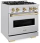 ZLINE Classic Autograph Edition 30" Stainless Steel Pro Style Gas Range with Champagne Bronze Accents-2