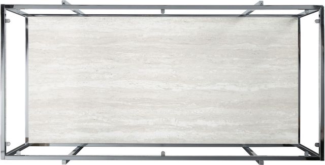 Signature Design by Ashley® Bodalli Glass Top Coffee Table with Chrome Metal Frame and Off White Shelf-3