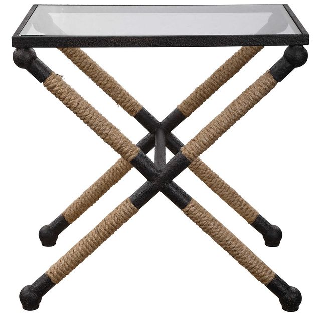 Uttermost® Braddock Glass Top Accent Table with Black and Brown Base-3