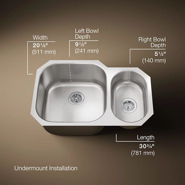 KOHLER® Undertone® Stainless Steel 30.75" Undermount Double-Bowl Kitchen Sink-2