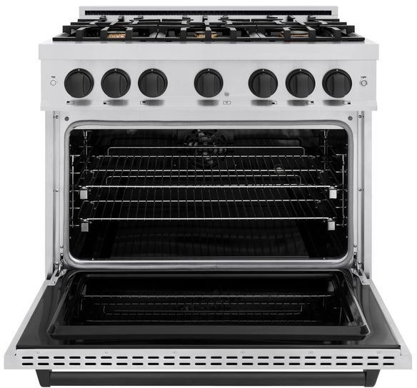 ZLINE Classic Series Autograph Edition 36" Stainless Steel Pro Style Dual Fuel Range with Black Matte Accents-3
