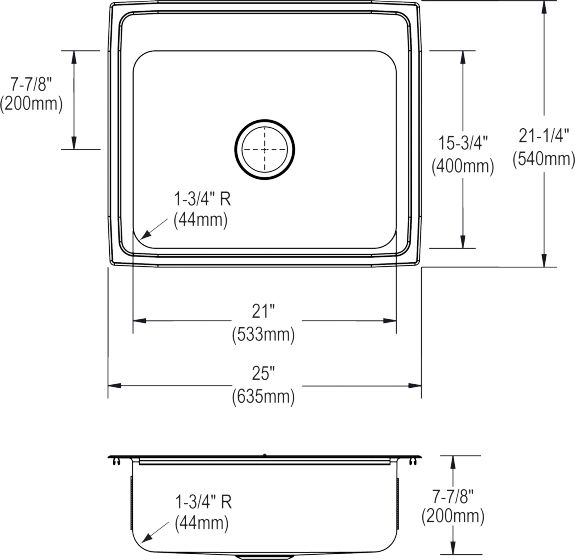 Elkay Lustertone® Classic Lustrous Satin 25" x 21-1/4" x 7-7/8" MR2-Hole Single Bowl Drop-In Sink-2