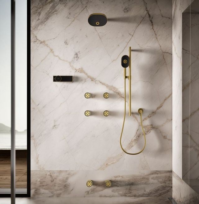 KOHLER® Statement® Vibrant Brushed Moderne Brass 1.75 GPM Round Single-Function Body Spray-3