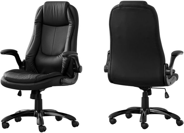 Monarch Specialties Inc. Black Leather Look High Back Executive Chair-2