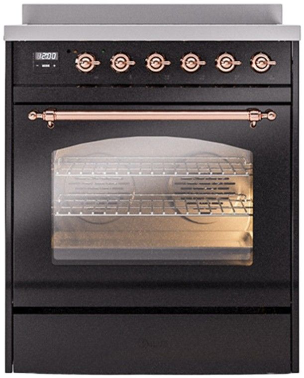 Ilve® Nostalgie II Series 30" Glossy Black Pro Style Induction Range-3