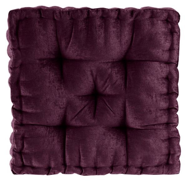 Olliix by Intelligent Design Azza Plum 20" x 20" Poly Chenille Square Floor Pillow Cushion-0