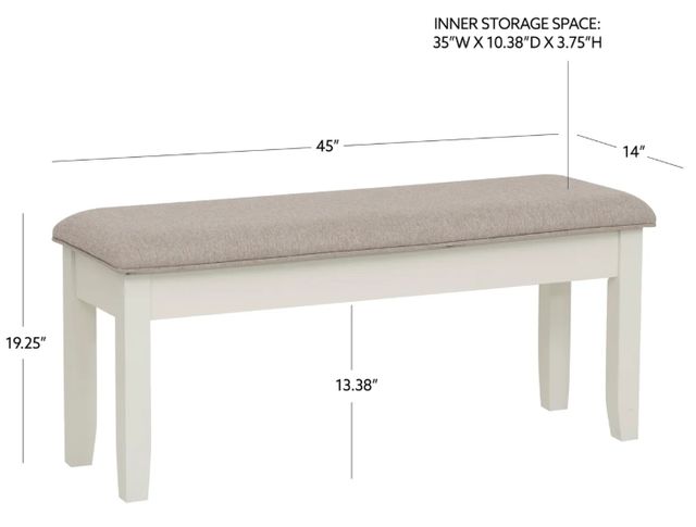 Powell® Jane Gray/Vanilla White Dining Bench-2