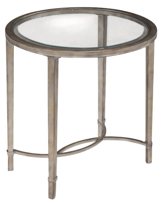 Magnussen Home® Copia Glass Top Oval End Table with Antiqued Tint Metal Base-0