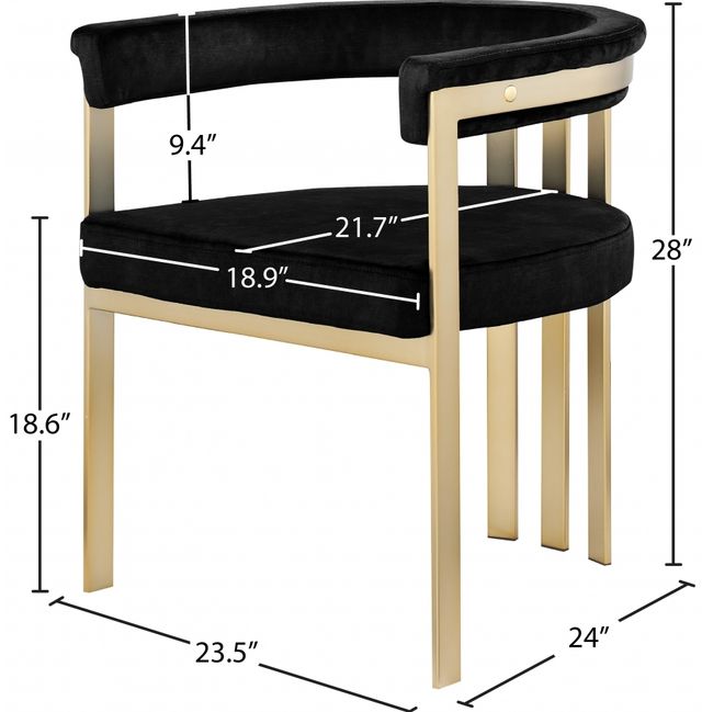 Meridian Furniture Marcello Black/Brushed Brass Velvet Dining Chair-2