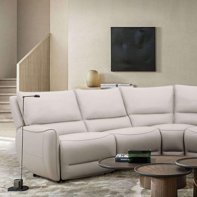 Furniture of America® Hestia 6-Piece Beige Modular Power Reclining Sectional-1