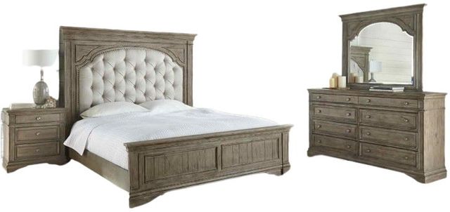 Steve Silver Co. Highland Park 4-Piece Tan Queen Panel Bedroom Set-0