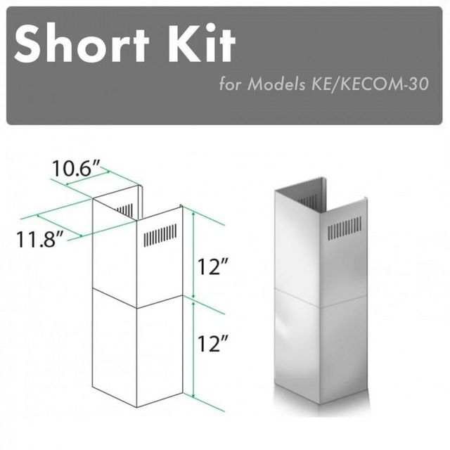 ZLINE 2 Piece 12" Stainless Steel Wall Hood Extension Kit-2