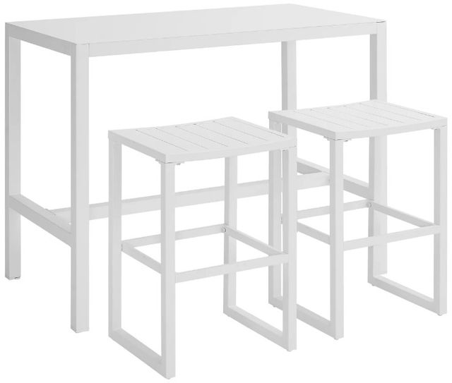 Linon Alora 3-Piece White Aluminum Dining Table Set-0