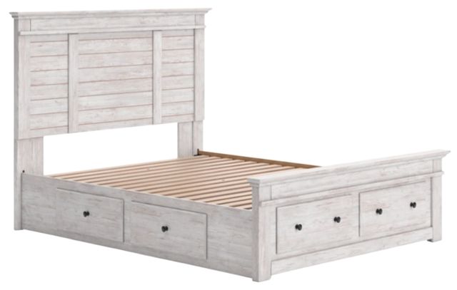 Signature Design by Ashley® Makidern Whitewash Queen Panel Bed with 6-Drawer Storage-1