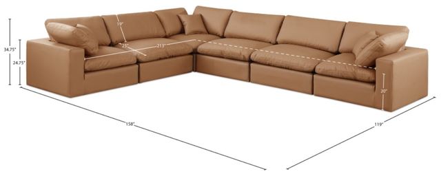 Meridian Furniture Comfy 6-Piece Cognac Modular Sectional Sofa-3