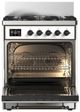 Ilve® Majestic III 30" Custom Pro Style Dual Fuel Liquid Propane Range with Solid Door and Burnished Trim-1