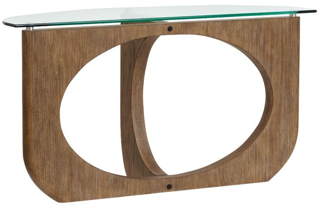 Magnussen Home® Lainey Glass Top Demilune Sofa Table with Almond Base-2
