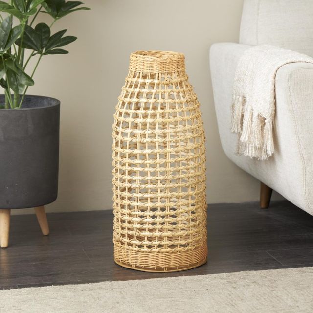 Deco Marche Brown 25" Woven Decorative Vase with Open Framed Grid Design-3