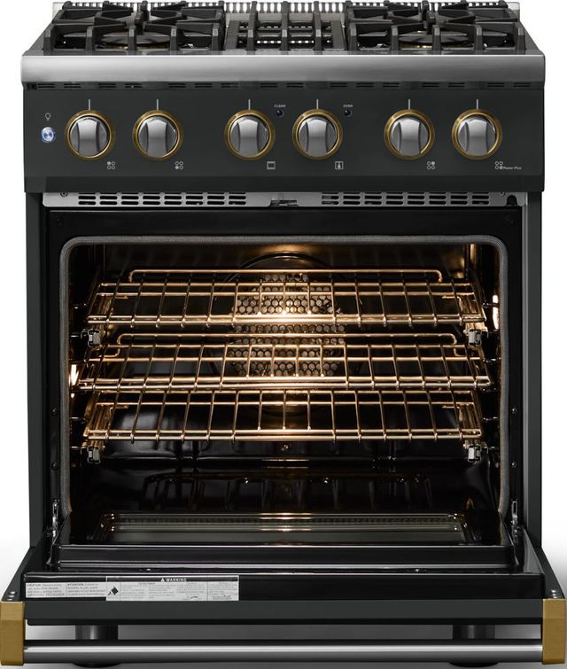 Viking® 5 Series 30" Antique Bronze Pro Style Dual Fuel (NG) Range with Brushed Brass Trim-1