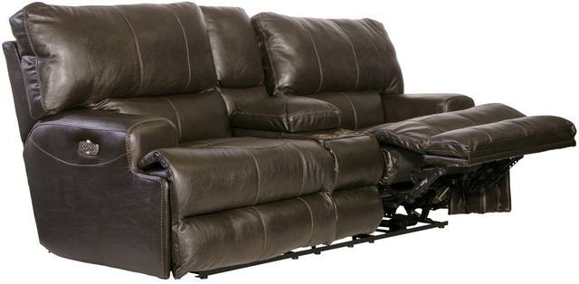 Catnapper® Wembley Steel Leather Power Lay Flat Reclining Console