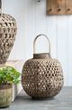 A & B Home Brown Oval Coconio Wood Lattice Lantern-3