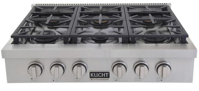 Kucht Professional KFX Series 36" Stainless Steel Propane Gas Range Top with Classic Silver Knobs-0