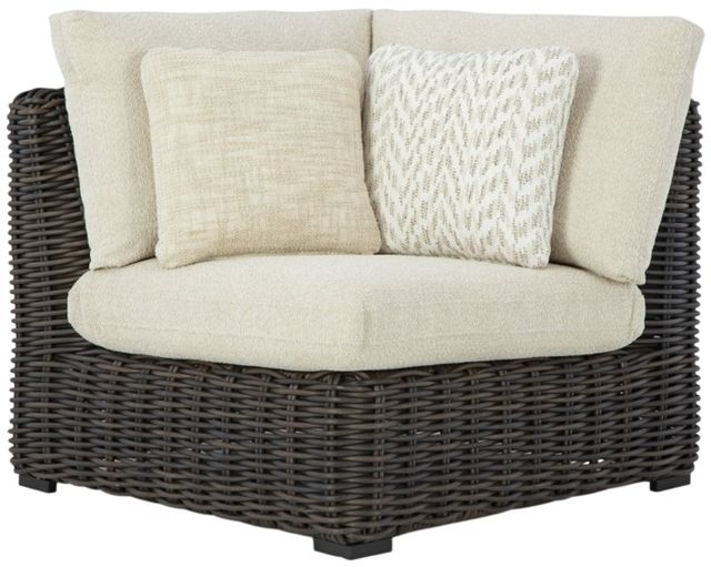 Signature Design by Ashley® Kimora 3-Piece Beige/Dark Brown Fabric/Metal/Wicker L-Shape Outdoor Sectional-2