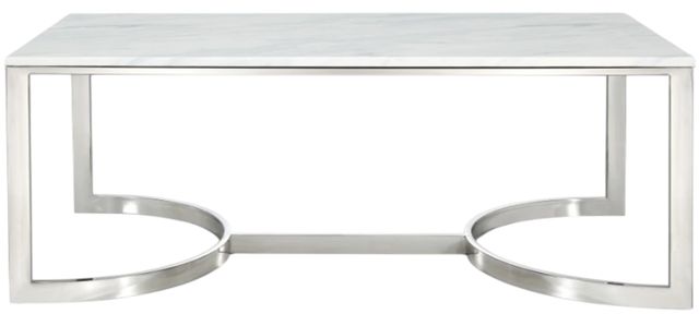 Meridian Furniture Copley White Coffee Table with Chrome Base-1