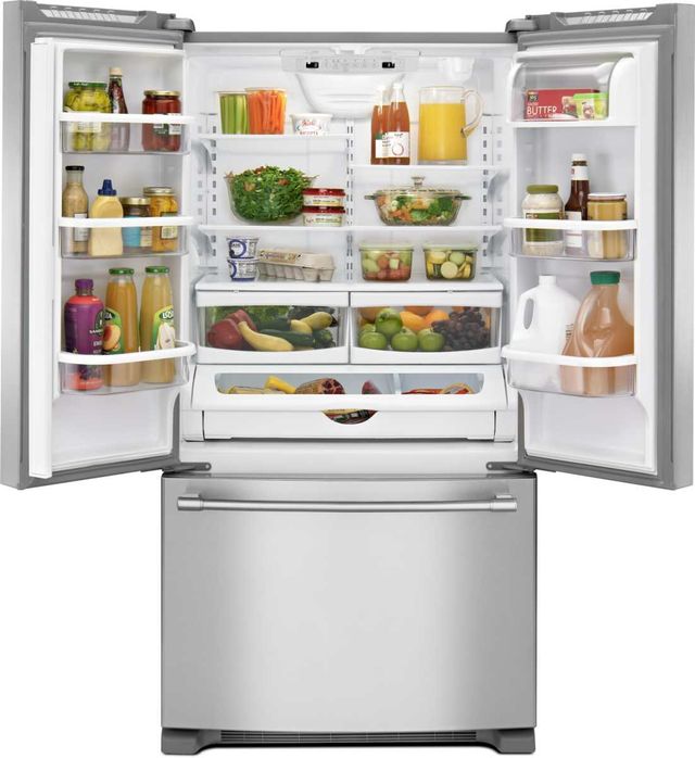 Maytag® 33 in. 22.1 Cu. Ft. FingerPrint Resistant Stainless Steel French Door Refrigerator with Water Dispenser-2